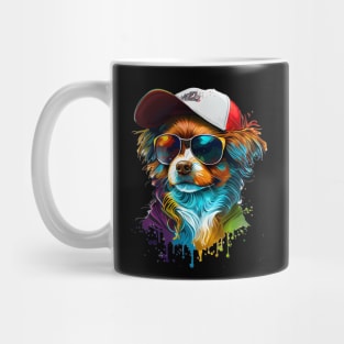 Colourful cool Chihuahua dog with sunglasses and Cap Mug